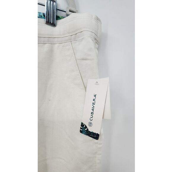 New NWT Cubavera White Linen Blend Wide Leg Pants Size XL In Bright White - Picture 8 of 12